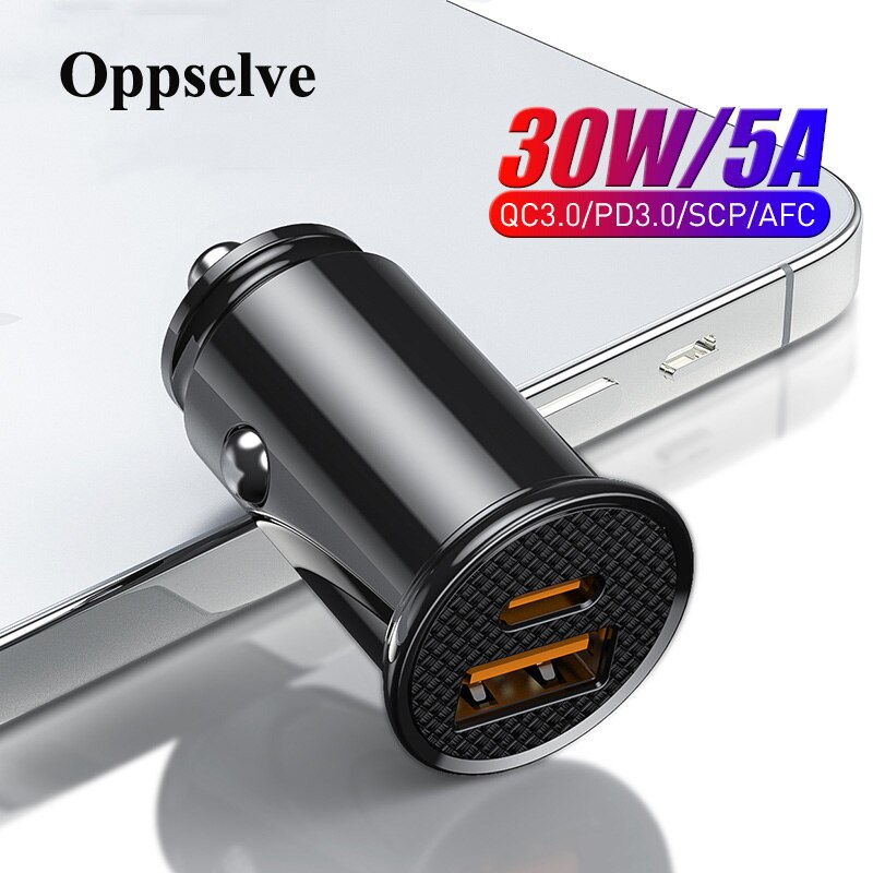 Mini Usb Car Charger Quick Charge 3.0 Pd Lader Snel Opladen Usb Type C Qc Pd 3.0 Mobiele Telefoon Oplader voor Samsung Galaxy S21