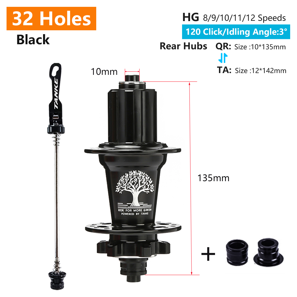 TANKE 120 Kliknaaf 6 Lager MTB Mountainbike Hub Voor Achter 28 32 36 Gaten QR Steekas Uitwisseling Schijfrem Fietsnaven HG: Bordeaux