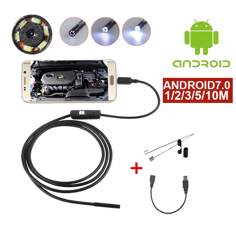 1/2/3/5/10 M Waterproof USB Endoscope HD Camera 7mm 6LED IP67 USB Handheld Working Inspection Borescope tool For Android PC