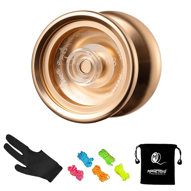 Magicyoyo K3 Metalen Yoyo Side Shaft Top Fingerplay Aluminium Professionele Yoyo Met 5 Snaren, Handschoenen: Default Title