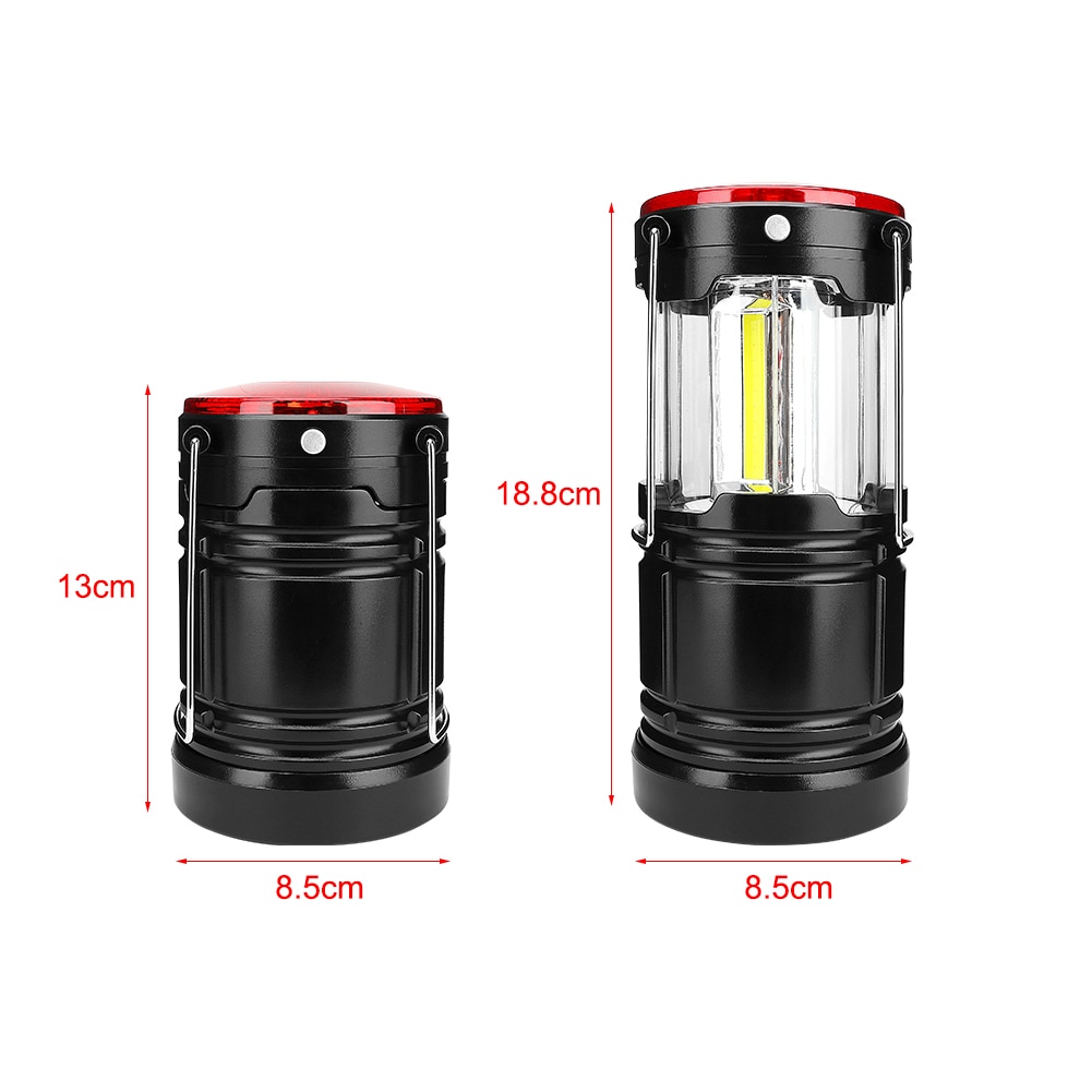 1w+ rødt ledet teltlampe utendørs campinglys 18650 usb oppladbart bærbart lanterne arbeidslys nødlampe