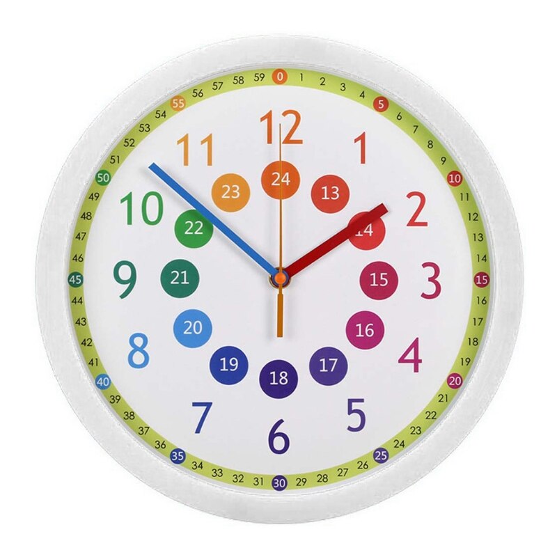 Mute Wall Clock Simple Style Cartoon Digital Wall Clock Nursery Home Living Room Children's Room Bedroom Decoration: W