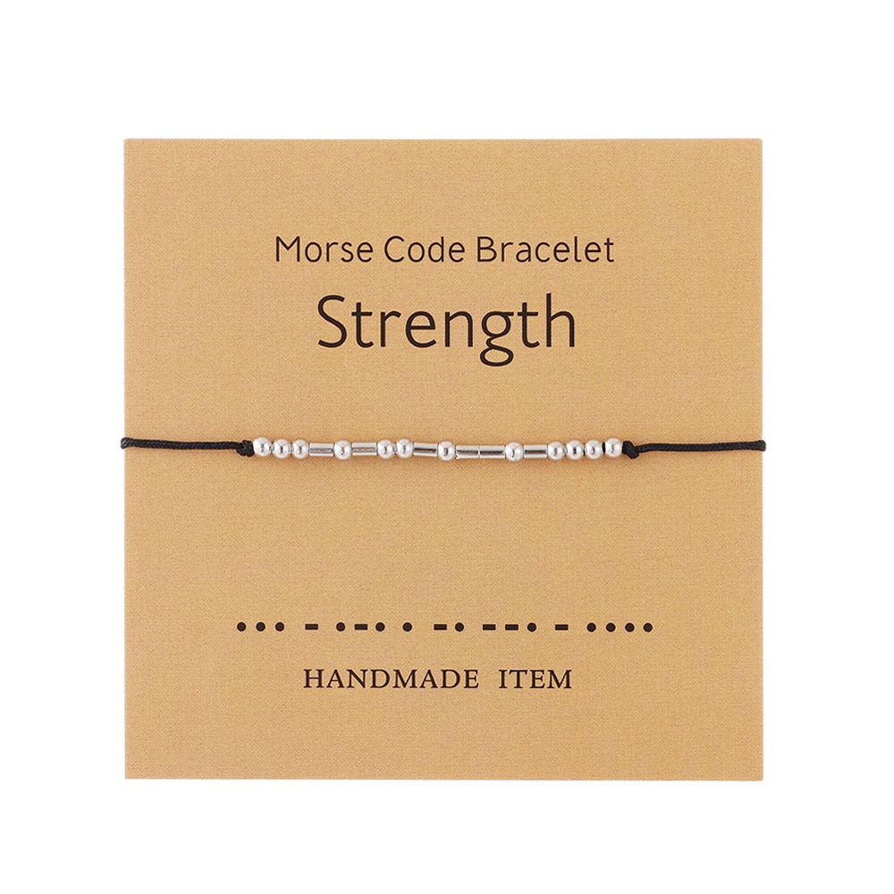 Código morse pulseiras abençoado grato senha casal pulseiras com cartão valentinesgifts dia aniversário lembrança presentes de aniversário: Strength