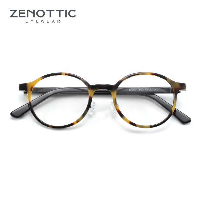 Monturas de gafas redondas de acetato ZENOTTIC para hombres y mujeres, gafas Anti rayo de luz azul, montura transparente para gafas, gafas de trabajo para Gaming