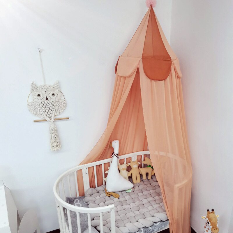Peuter Babykamer Klamboe Bed Kwekerij Opknoping Kids Tent Luifel Dome Gordijn Crib Netting Ronde Opgehangen Voor Kinderen Bedcover: Pink