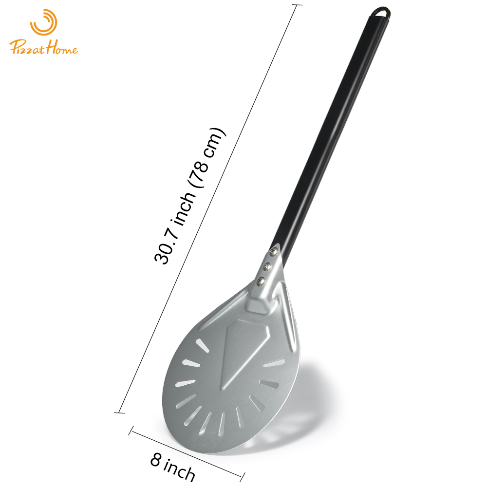 PizzAtHome 7/8/9 Zoll Pizza Drehschale Aluminium Pizzaschaufel Pizzaschale Paddel Kurzes Pizzawerkzeug Ofenzubehör: Burgunderrot
