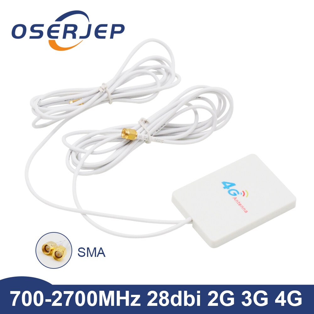 28dbi External Antenna LTE 4G Indoor Panel Antenna 700-2700MHz SMA/TS9/CRC9 Connetcor For 3G 4G LTE WIFi Router Modem 2M3M Cable