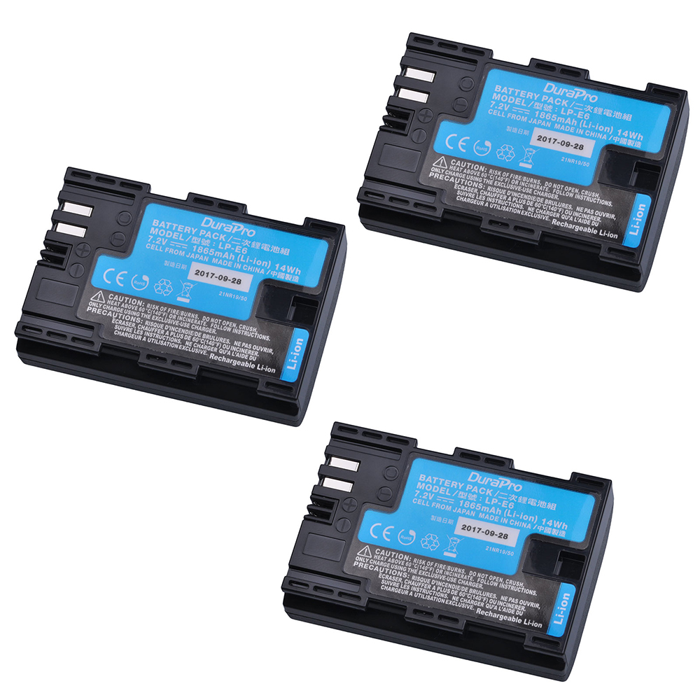 Batería para cámara Canon EOS 5D Mark II III 50D 6D 60D 7D 70D 80D 90D EOS R, batería de 1865mAh LP-E6 LPE6, LP-E6N LPE6N: 3 Battery
