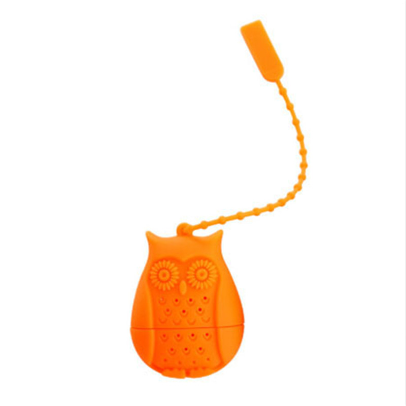 1 stk sød ugle te si fødevarekvalitet silikone løsblade te infuser filter diffuser sjov tegneserie te tilbehør: Orange
