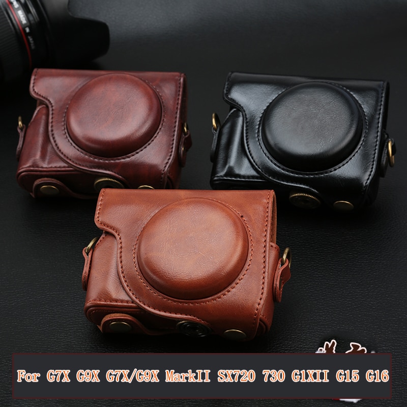 Funda de piel sintética para cámara Digital, funda de para Canon G7X, G7X, Mark II, G9X, G9X, II, G1X, II, G15, G16, SX720, SX730 y correa