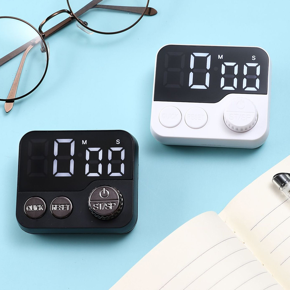 Digital LCD kitchen timer with on/off switch, mute and loud alarm, 24-hour clock, children, teachers, kitchen