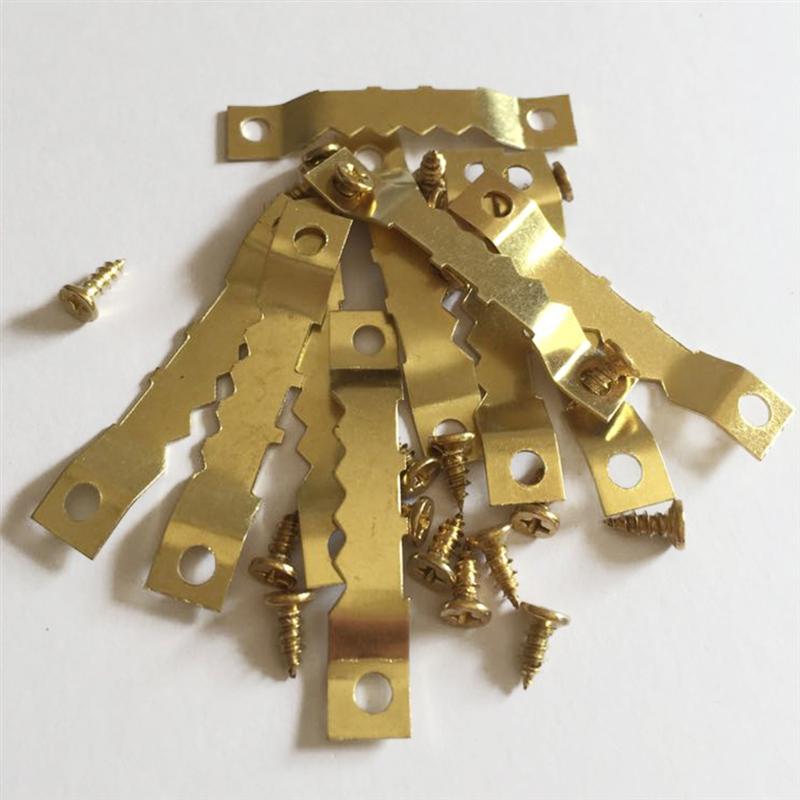 Ounona 10 st krokar och 20 st skruvar bildhängare ram hängsats dubbla hål med skruvar för väggmontering heminredning