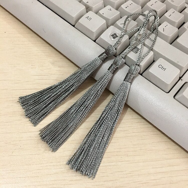 10 sztuk mieszane kolor 14cm jedwabne frędzle fringe szycia Bang zakończenie z frędzlami kluczowe frędzle dla DIY biżuteria naszyjnik chiński węzeł: Deep Gray
