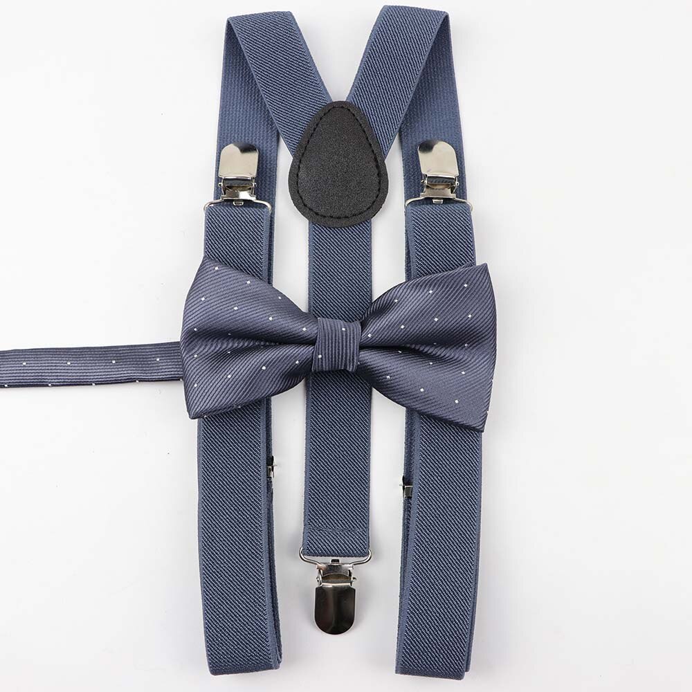 Einfarbig Mann der Gürtel Bowtie Set Männer Frauen Hosenträger Polyester Y-Back Hosenträger Stern Silber Punkt Fliege einstellbare Elastische: 14
