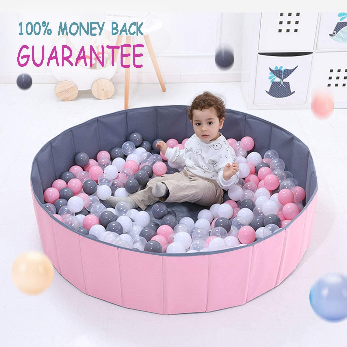 Ball Pit for Toddlers, Foldable Ball Pool for Ocean Balls, Little Monster Ball Pit for Kids and Babies, Waterproof Play Tent