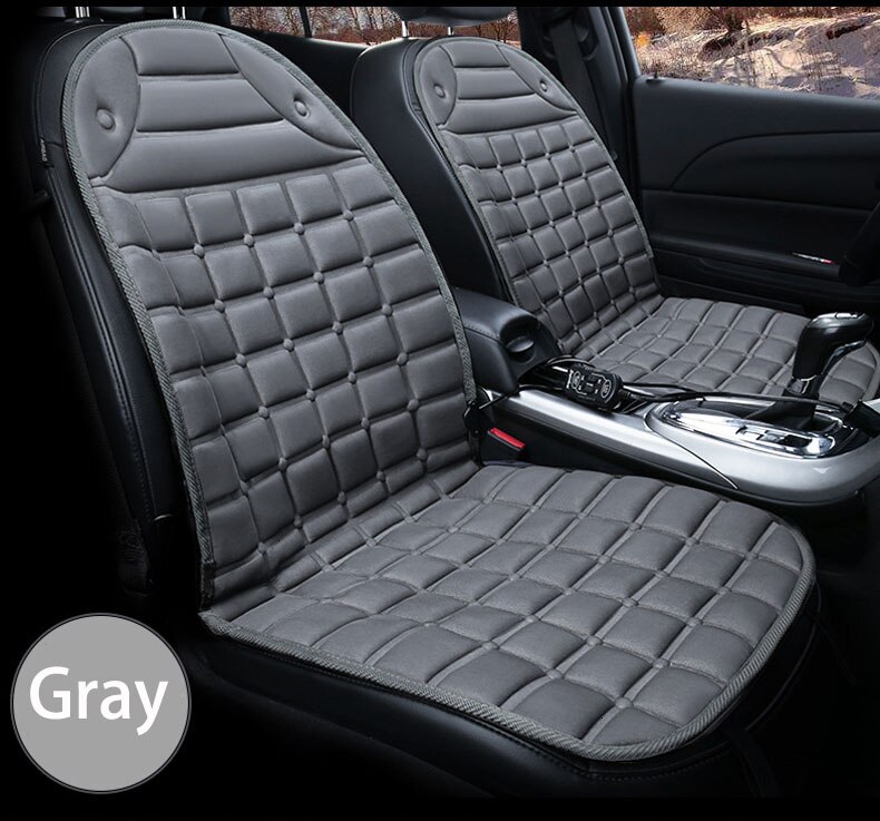 2pc In 1 Fast Heated Adjustable Black/Grey/Blue/Red/Coffee Car Electric Heated Seat Car Styling Winter Pads Cushions Auto Covers: Grey 2pcs