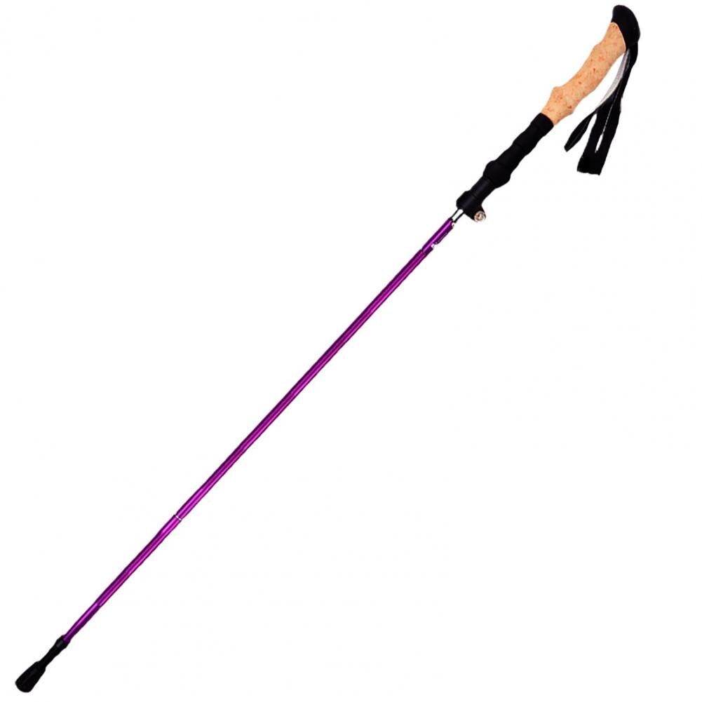 Lightweight Aluminum Alloy Folding Trekking Pole Hiking 5 Section Walking Stick: purple