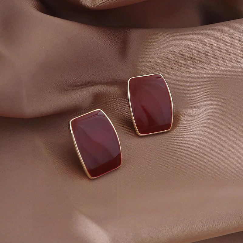 Phnom Penh-pendientes de estilo de Hong Kong para mujer, aretes, estilo Retro, color vino tinto, de alto nivel, con sensación de sencilla y temperamento frío, joyería