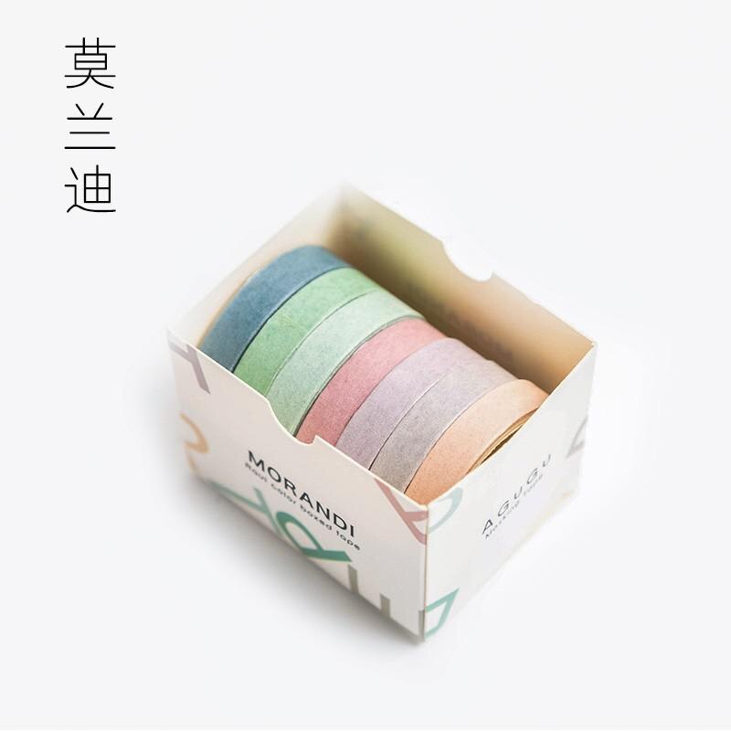 7 ruller washi tape sæt farvet malertape pakke dekorative tynde tape børn og vridning: F
