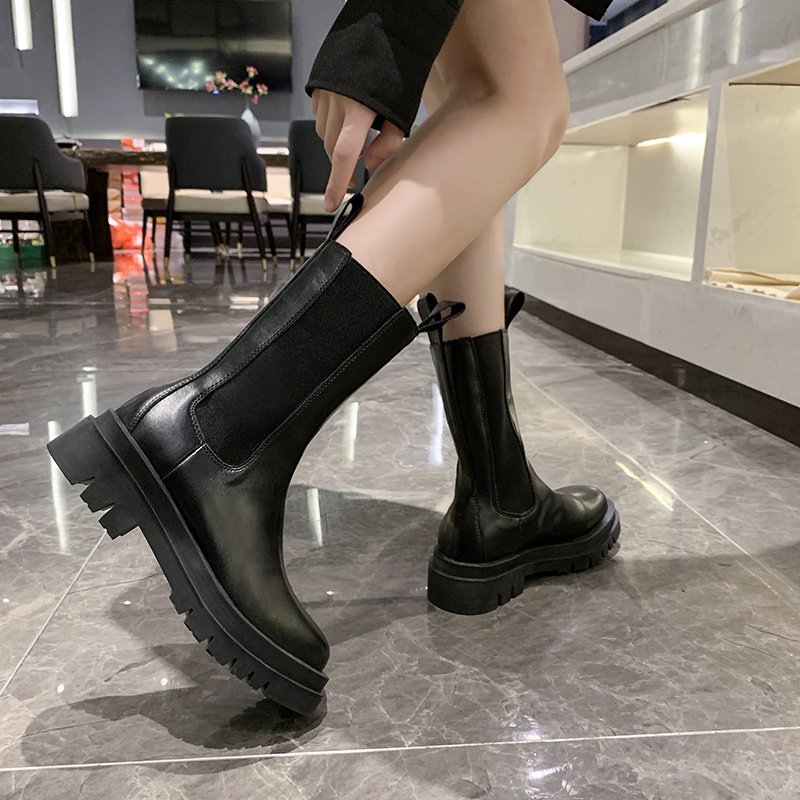 Damesko korte damestøvler chelsea platformstøvler bottine femme kort bootie slip-on udvendig sko botas mujer
