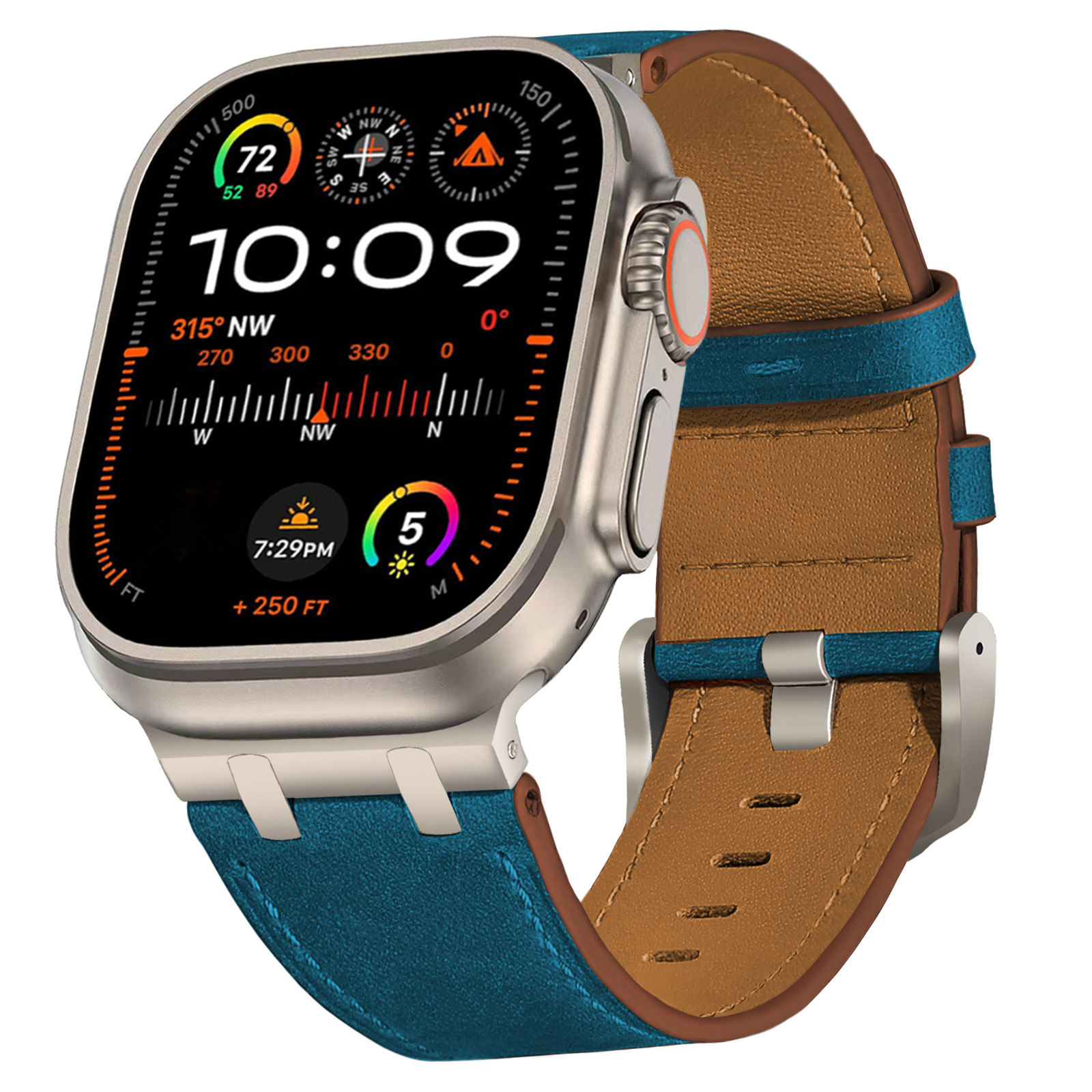 Leather Band for Apple Watch Ultra 2 49mm Series 10 46mm Luxury Strap Sports Bracelet for iWatch 10 9 8 7 6 5 4 SE ultra 44 45mm: Coal Black