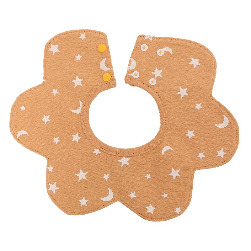 Baby Waterdichte Bib 360 ° Draaien Puur Katoen Huidvriendelijke Schortje Hexagon Bloemvorm Cartoon Vlekken Multifunctionele voeden Sjaal: Yellow star moon