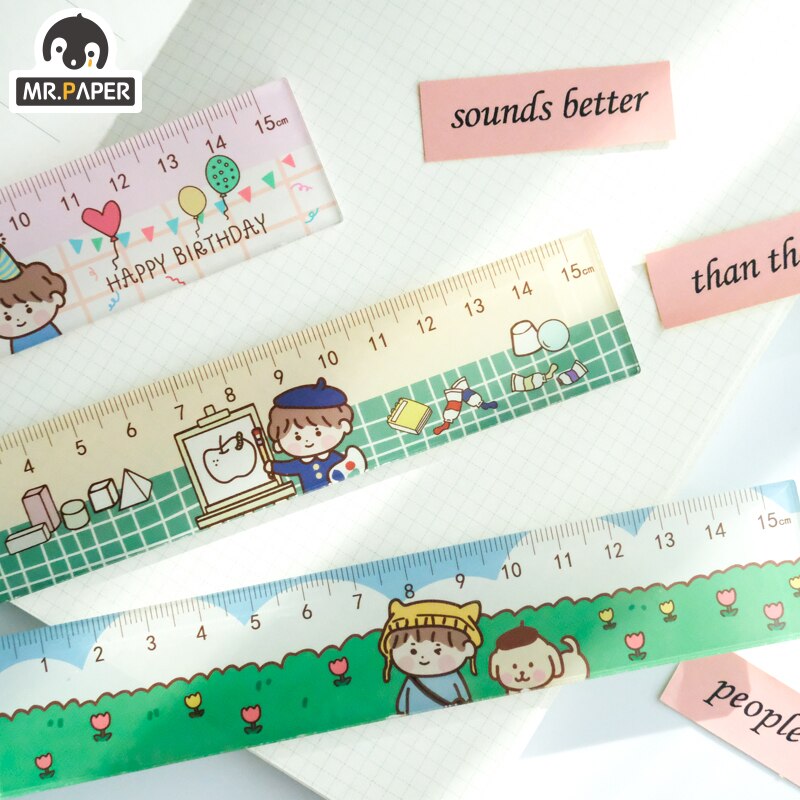 Mr.paper-reglas de colores acrílicos de 16cm, 4 diseños, reglas para dibujo, bricolaje, multifunción, para niños, estudiantes, oficina, escuela, papelería