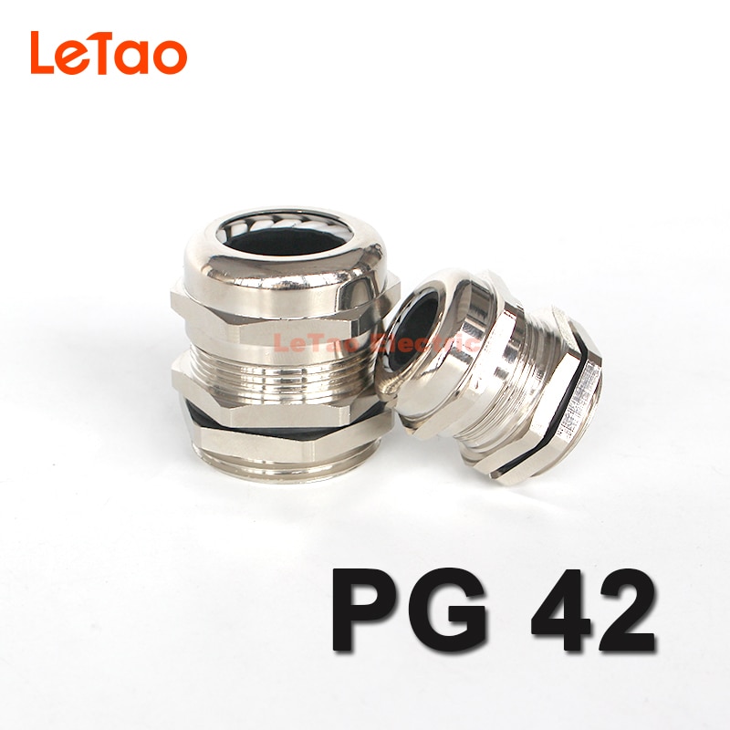 1pc PG42 Brass nickel plated threaded cable gland Waterproof metal connector IP68 cable entry electrical joint for32-38mm