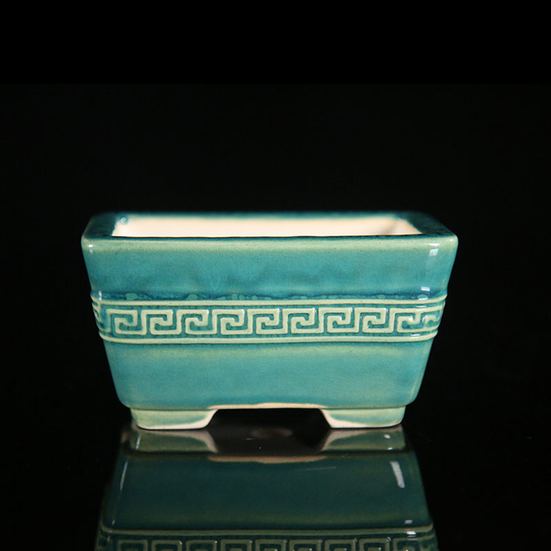 Chinese Style Purple Sand Flower Pots Ceramic Bonsai Pots Antique Desktop Decoration Flower Pots Home Office Flower Pots LC368: green