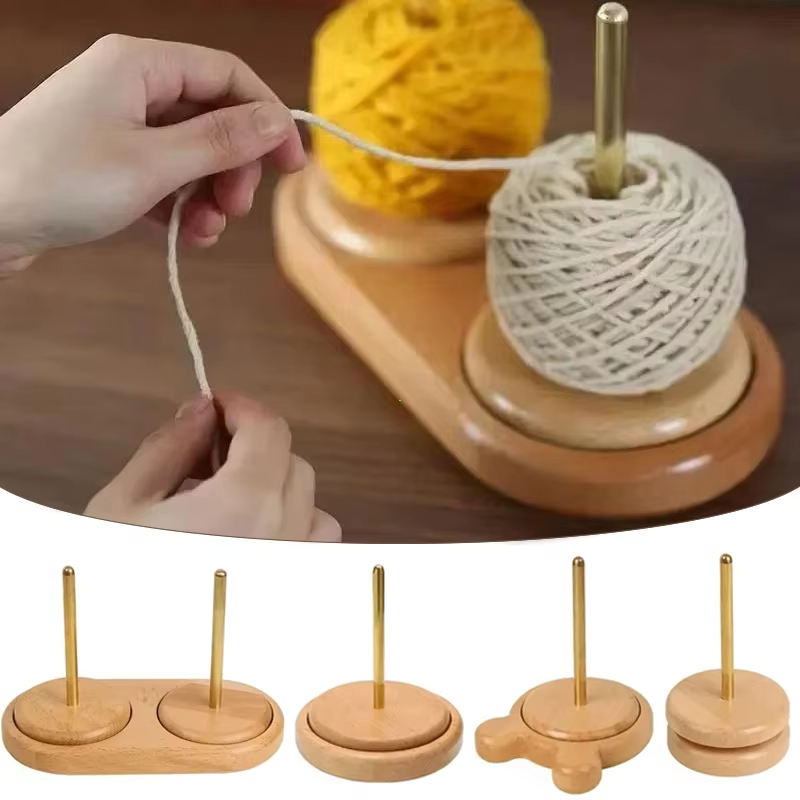 Wooden Yarn Holder Spinning Knitting Tools Beginner Crochet Accessories Stand Sewing Thread Spool Wool Ball Winder Stand Tool