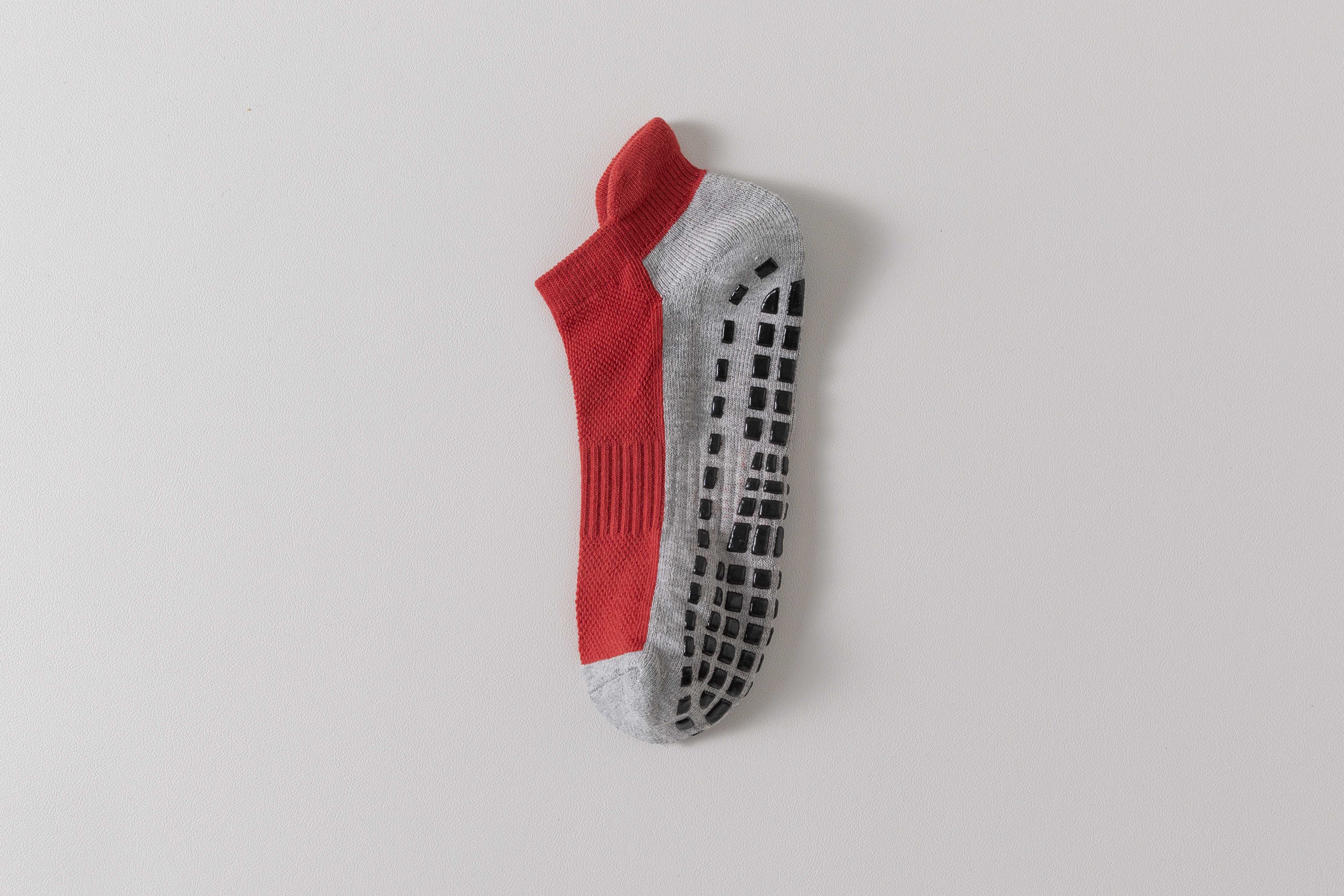 Voetbalsokken, verdikte handdoeksokken, basketbalsokken met korte buis voor heren, antislip- en slijtvaste sportsokken van siliconen: Rood