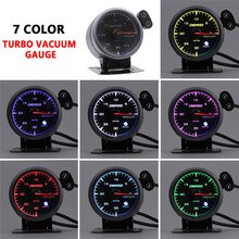 1pcs 2"/52mm Vacuum Intake Gauge 7 Color LED 12V Mini Universal Meter Auto Accessories Car Sensor Meter Pointer