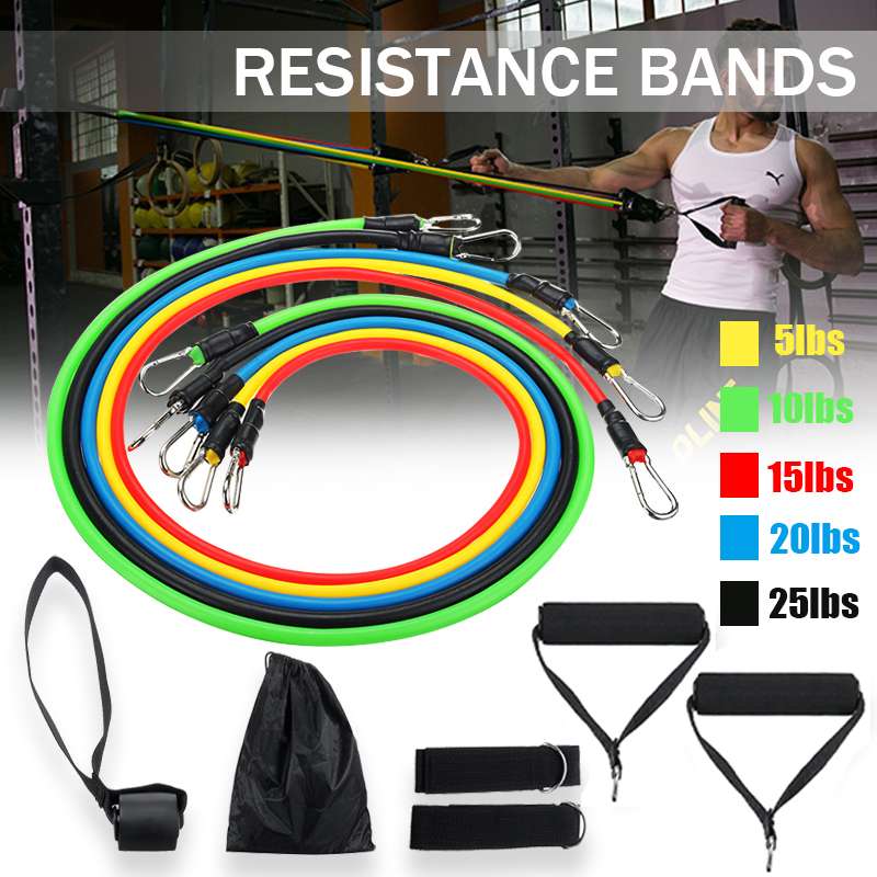 11 stk/sæt latex modstandsbånd pull rope fitness øvelser modstandsbånd sæt træning yoga band fitness fitness udstyr