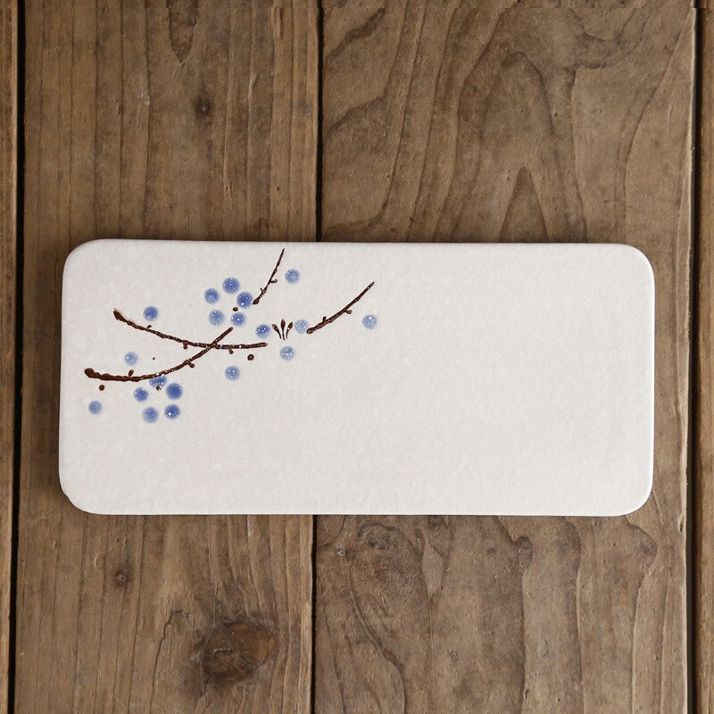Japanese Style Rectangle Sushi Plate Ceramic Underglaze Cake Fruit Dessert Flat Plate Restaurant Cold Dish Tableware: D