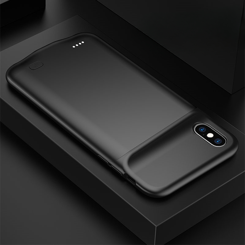 Powerbank hoesje voor iphone xs max, externe back-up oplader, 4000 mah, slank, siliconen, schokbestendig, batterijoplader hoesje