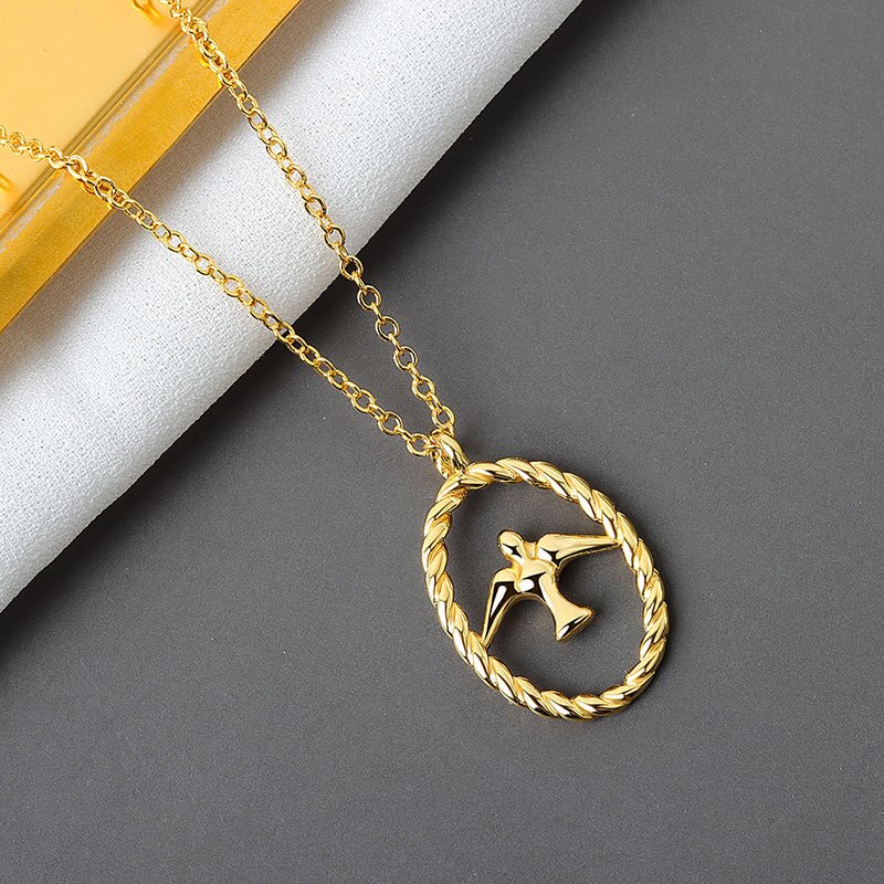 Real 925 prata esterlina elegante pássaro ouro geométrico pingente colar jóias finas para festa de casamento feminino bijoux: WHITE