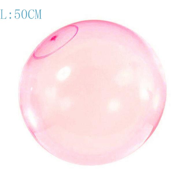 TPR Children&#39;s Toy Bouncy Transparent Bubble Ball Inflatable Water Injection Big Ball Swimming Pool Beach Outdoor Toy: Pink  50CM  L