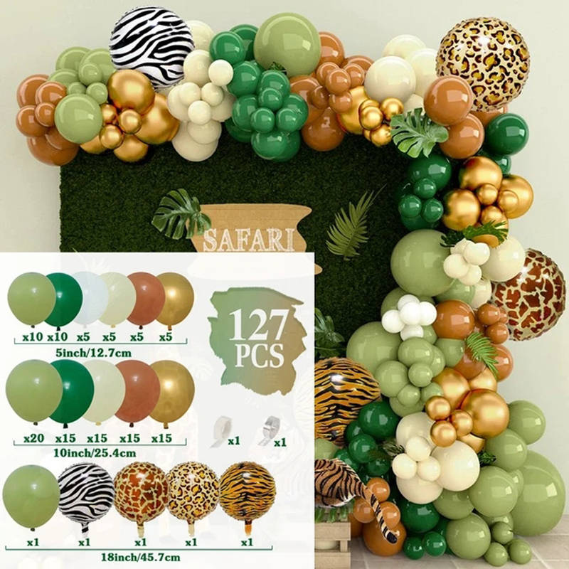 Jungle Safari fête d'anniversaire Animal ballon guirlande arc Kit cerf motif enfant garçon bébé douche décoration Latex ballons fournitures