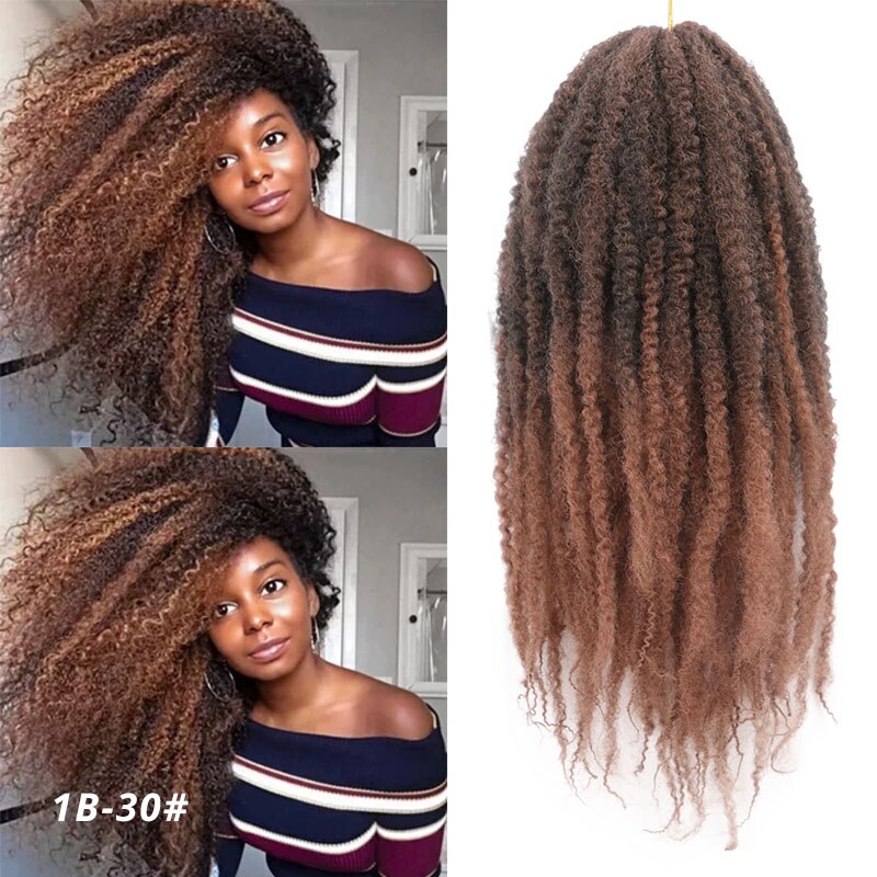 Ombre Marley Braids Hair Crochet Afro Kinky 18 inch Synthetic Braiding Hair Crochet Braids Hair Extensions Bulk: 1B-30 / 5Pcs/Lot