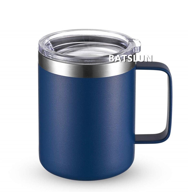 12oz muggar tumbler rostfritt stål kaffemugg mugg med handtag dubbelvägg vakuumisolerad tumbler med lock resekoppar