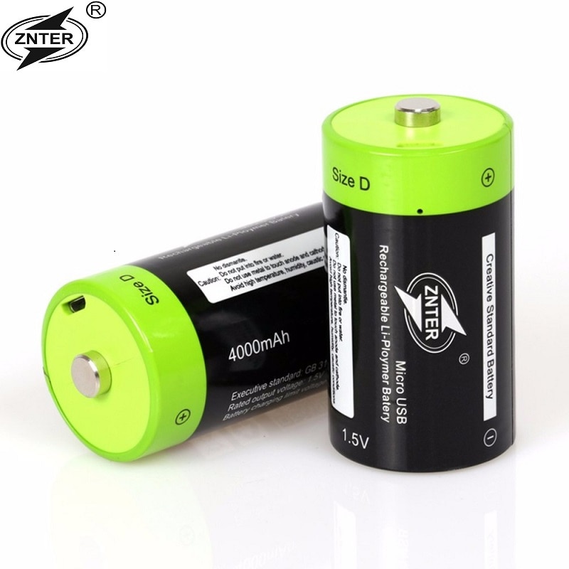 ZNTER 1.5 V 4000 mAh Batterij Micro USB Oplaadbare Batterijen D Lipo LR20 Batterij Voor RC Camera Drone Accessoires