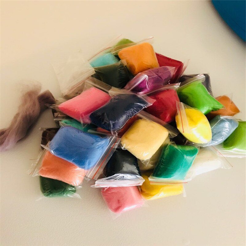 felting wool 36Pcs/Lot Merino Wool Fibre Roving For Needle Felting Hand Spinning DIY Fun Doll Needle work Wool Felt poke 5g/Pc