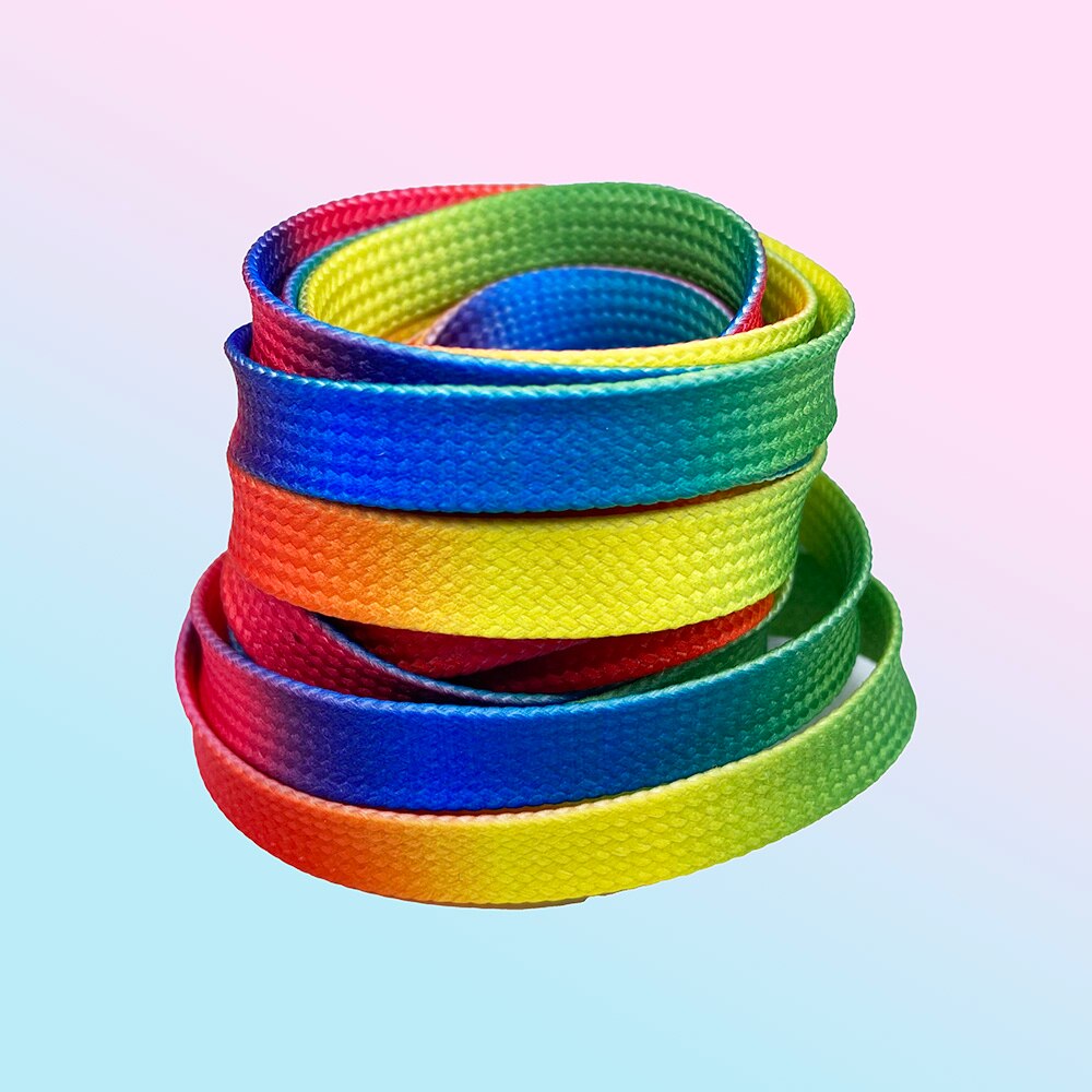 Bunte Schnürsenkel 120CM Breite Spitze Regenbogen Gradienten Druck Flache Leinwand Schuh Spitze Schuhe lässig Chromatische Farbe Schnürsenkel Für Turnschuhe: Regenbogen