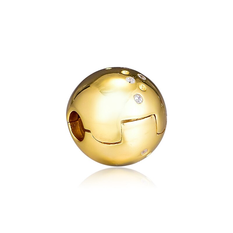 Spring Garden Shine Scattered Golden Shine Clip Charm Beads for Jewelry Making Pave Stones Round Silver 925 Beads for Bracelets