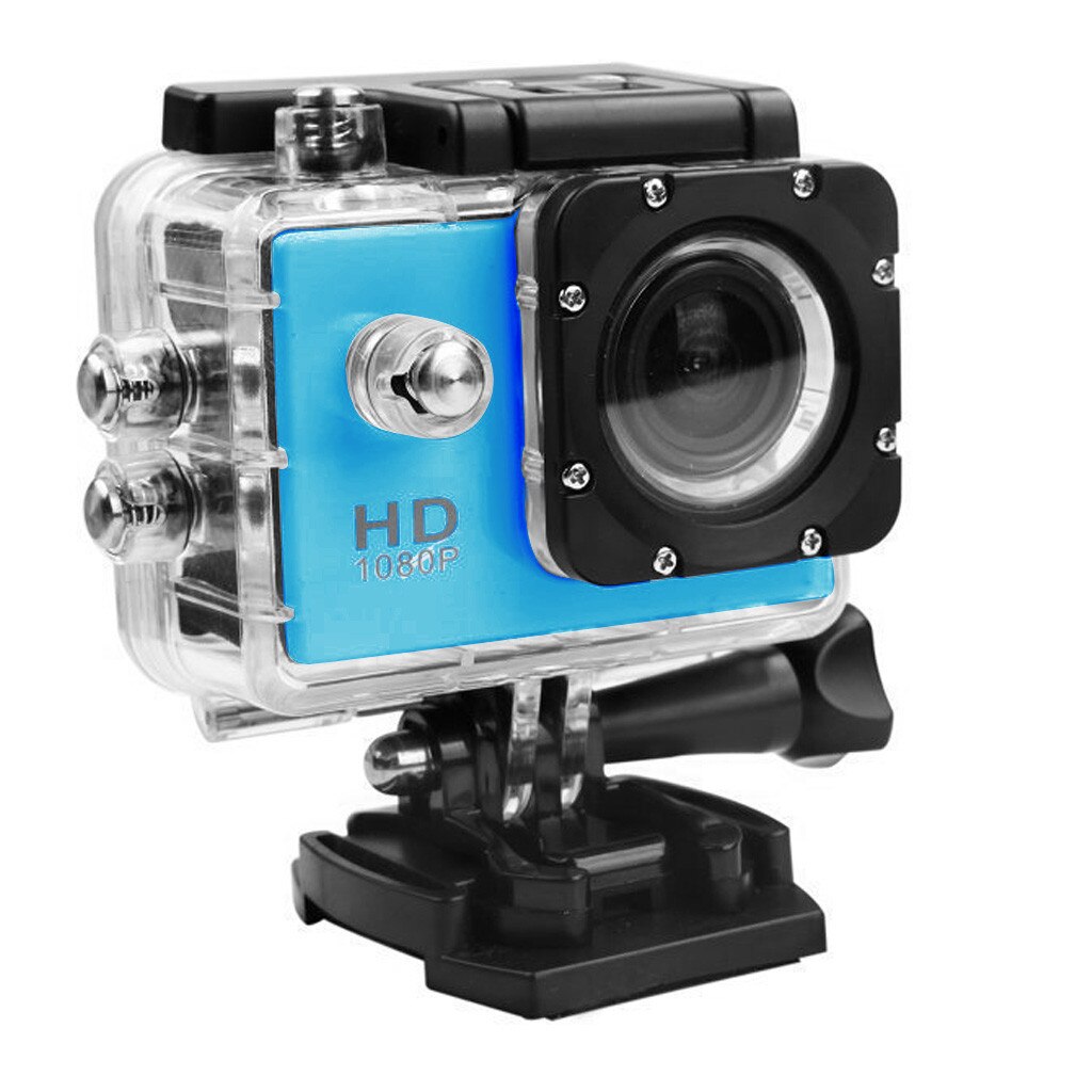 Vandtæt etui wifi mini action cam 140 graders vidvinkel kamera 1080p/15 fps ultra hd dv sportsoptager kamera  z0611: Blå