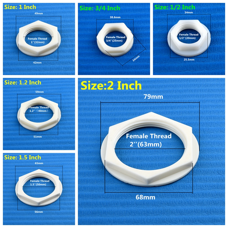 2 ~ 100 Uds hilo femenino 1/2 ~ 2 pulgadas plástico blanco Nylon tuerca de sujeción hexagonal jardín Micro riego Pagoda tapa de tornillo accesorio