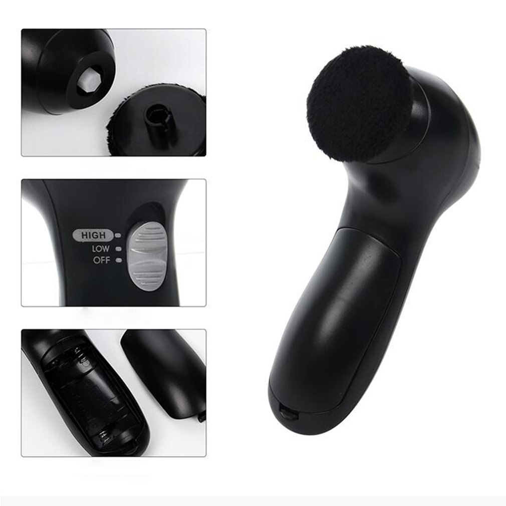 Cepillo para zapatos eléctrico Shine pulidor de zapatos Kit de limpieza automático manual para bolsos de cuero ropa 5AA batería negra