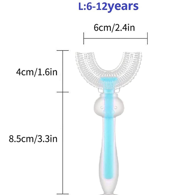 2 pezzi per bambini a forma di U spazzolino da denti in Silicone per la pulizia dei denti spazzole per denti a bocca intera 360 ° denti orali puliti per 6-12 anni