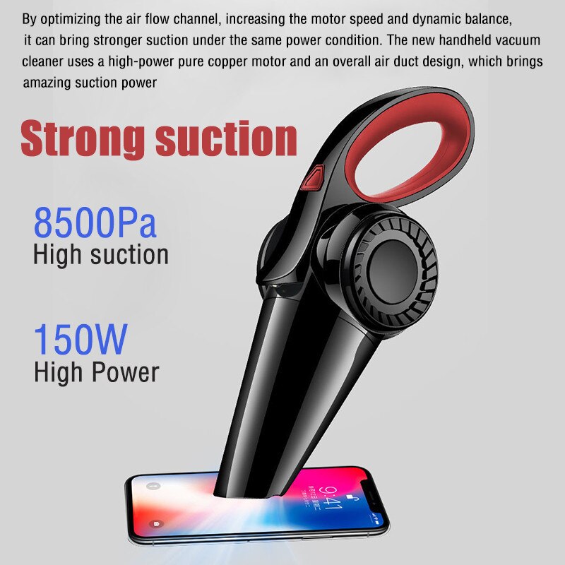 150W odkurzacz samochodowy 12V Handheld bezprzewodowy/wtyczka samochodowa 8500rocznie bardzo duża siła ssąca mokro/suchy odkurzacz 33000rpm dla samochodu Dom