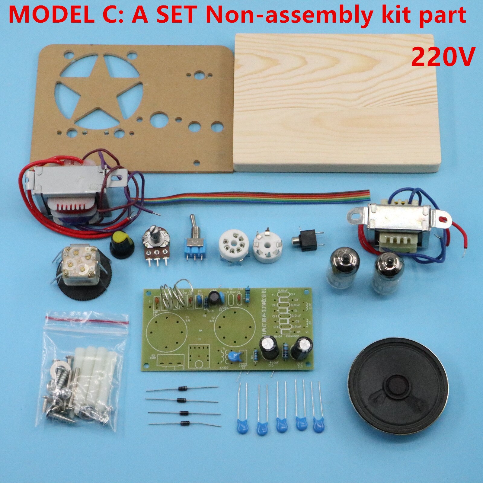 110V 220VElectronic Vacuum Tube Super Regenerative FM Tube Radio Receiver Kits 6J1+6J1DIY Entry-level preferred product: MODEL C 220v